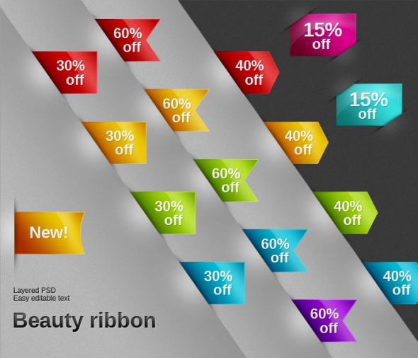 Template Image for Colored Ribbons Tags - 30004