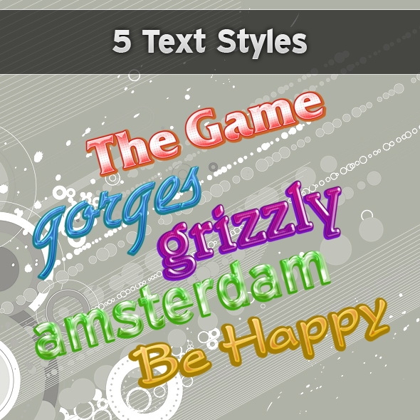 Template Image for 5 Happy Text Style Actions - 30011
