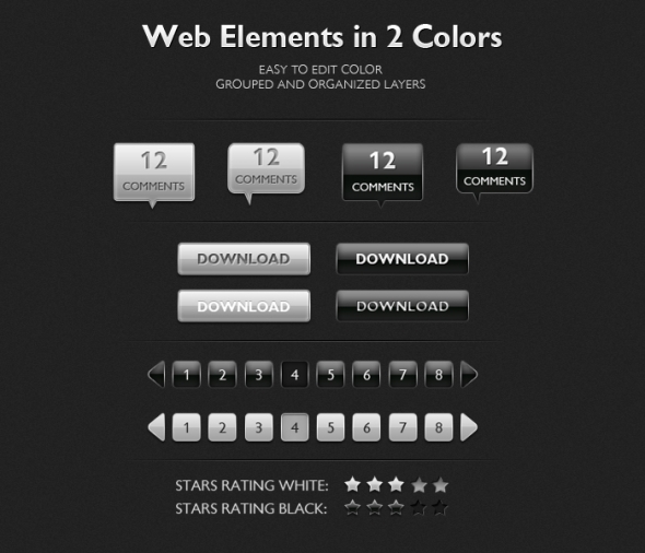 Template Image for Black & White Buttons Set - 30065