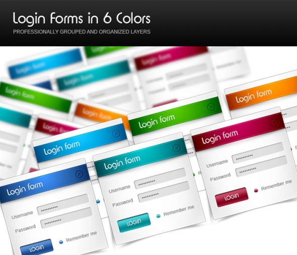 Template Image for Pro Login Forms in 6 Colors - 30100
