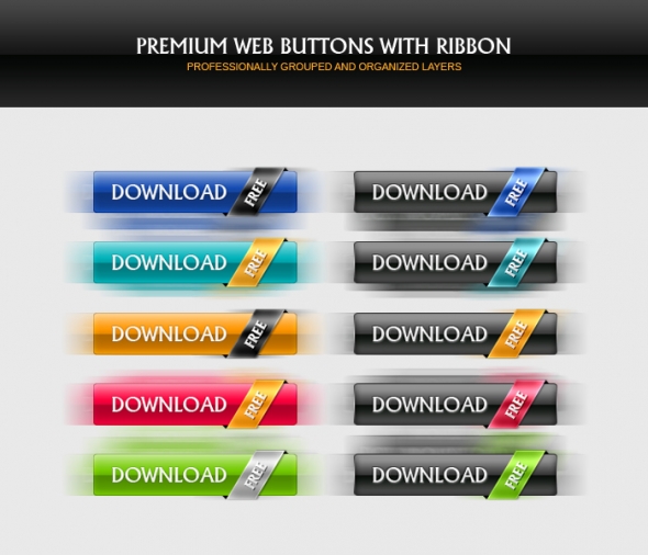 Template Image for Web Buttons with Ribbons - 30132