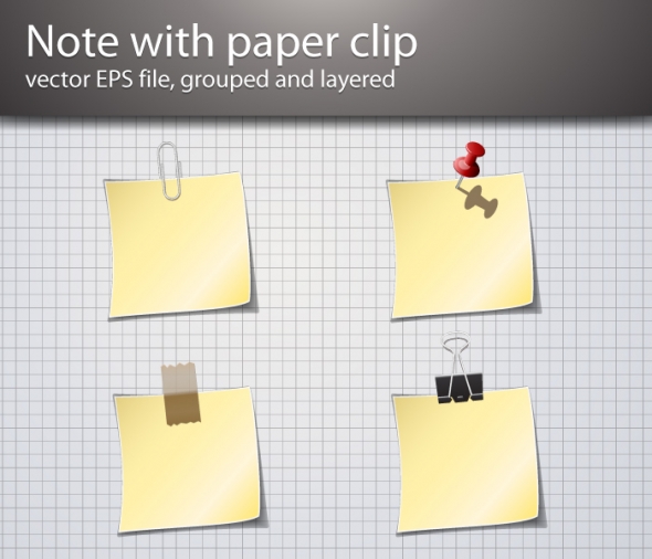 Template Image for Paper Clip & Notepad Vector - 30169