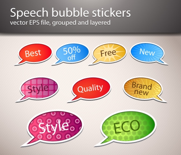 Template Image for Speech Bubble Stickers Vector - 30175