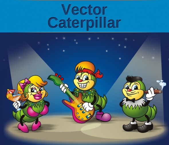 Template Image for Cartoon Caterpillar & Grubs Vector - 30186