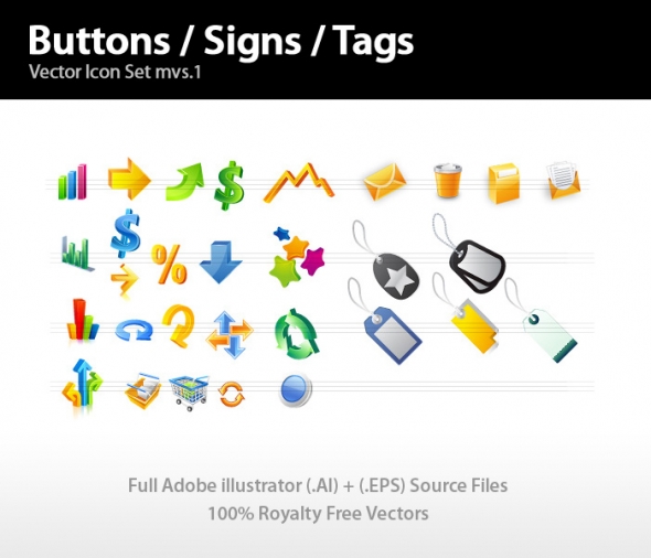 Template Image for Buttons, Signs & Tags Icon Set - 30199