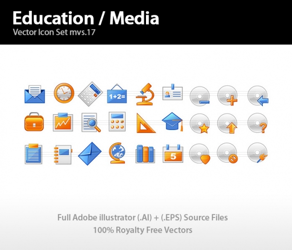 Template Image for Education & Media Icons - 30215