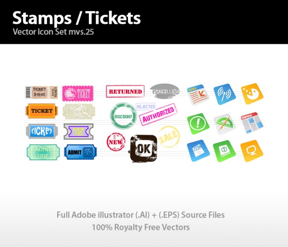 Template Image for Stamps & Tickets Icons - 30223