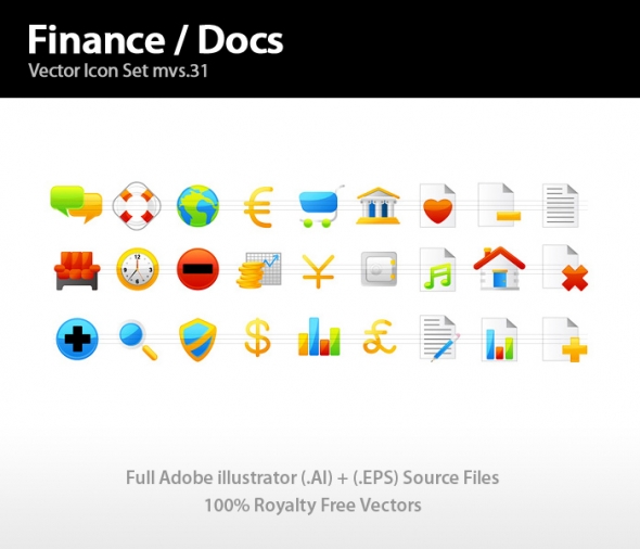 Template Image for Finance & Documents Icons - 30229