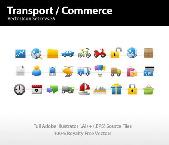 Template Image for Transport & Commerce Icons - 30233