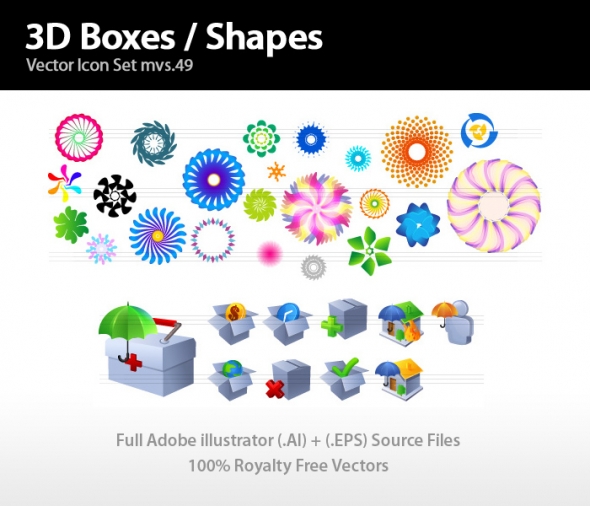 Template Image for 3D Boxes & Shapes Icons - 30247