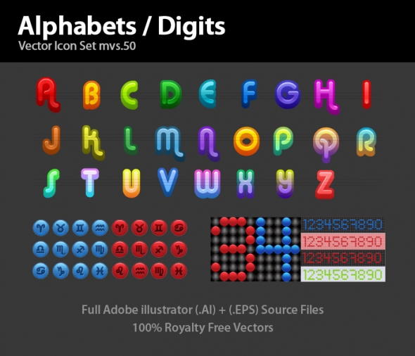Template Image for Alphabets & Digits Icons - 30248
