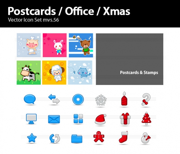 Template Image for Postcards, Office & Xmas Vectors - 30254