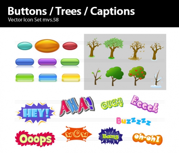 Template Image for Business, Trees & Captions Icons - 30256