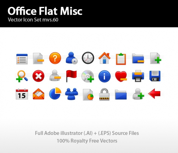 Template Image for Flat Office Icons Misc - 30258