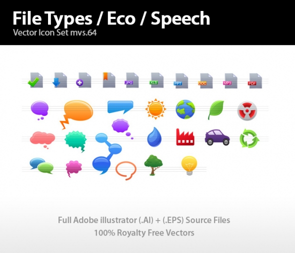 Template Image for File Types, Eco & Speech Icons - 30262