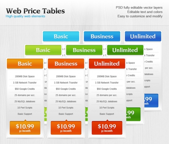 Template Image for Web Pricing Tables - 30310